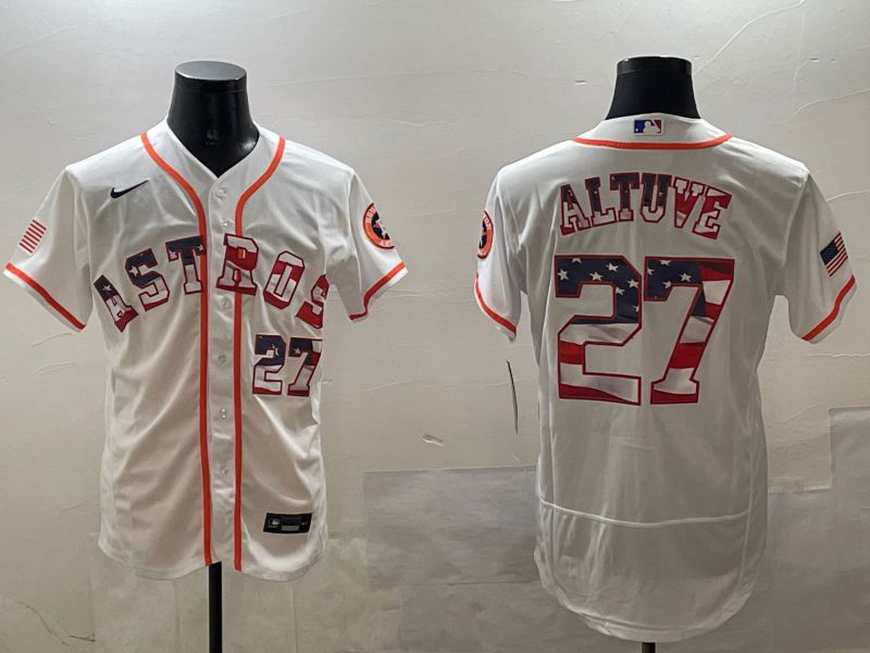 Men Houston Astros 27 Altuve White National Flag Elite 2025 Nike MLB Jersey style 1